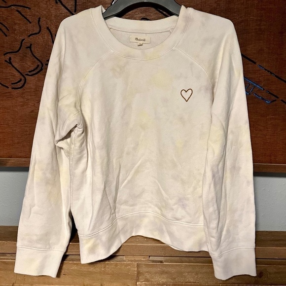 Madewell Heart Embroidered Resourced Cotton Sweatshirt in Tie-Dye, Medium - Picture 1 of 6